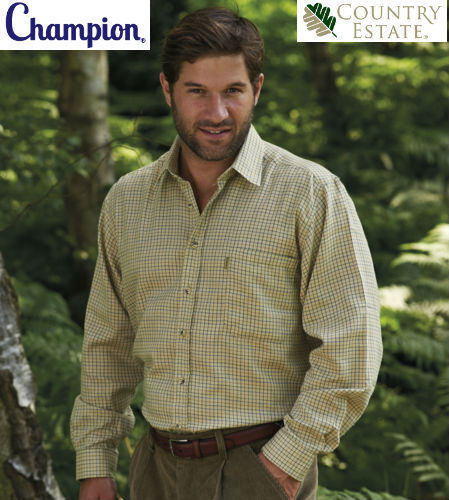 NEW MENS LONG SLEEVE CHAMPION CARTMEL CASUAL HUNTING OUTDOOR COTTON HEAVY SHIRT - Picture 2 of 2