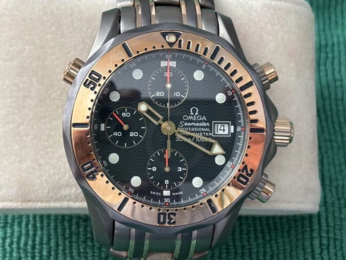 Omega Seamaster Professional Chronograph Watch Titanium-Rose Gold Just Serviced