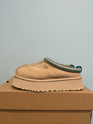 UGG Women Tazz Driftwood/White Pepper Platform Slipper Brand New Limited