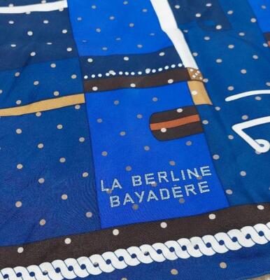 Hermes Scarf Stole La Berline Bayadere Blue Cobalt Carriage Silk