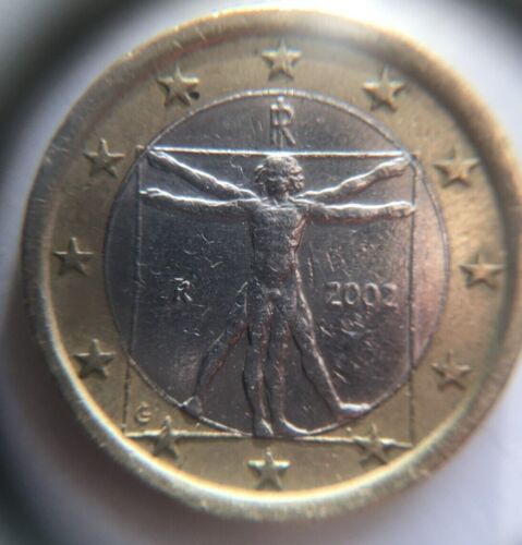 Moneta 1 euro 2002 Włochy Homo Vitruvianus, Leonardo da Vinci - Zdjęcie 1 z 11