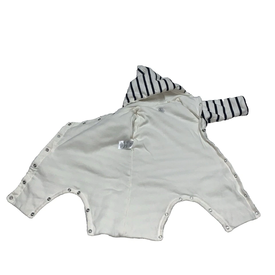 Детский комбинезон Petit Bateau белый темно-синий в полоску размер 1 месяц комбинезон с подкладкой с капюшоном - Изображение 4 из 4