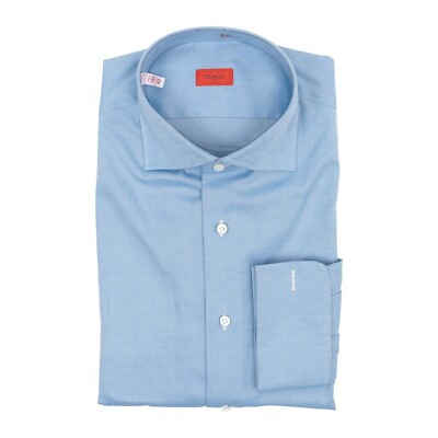 690$ ISAIA NAPOLI Blue Hand-Sewn Dress Shirt French Cuffs Oxford Cotton |  eBay