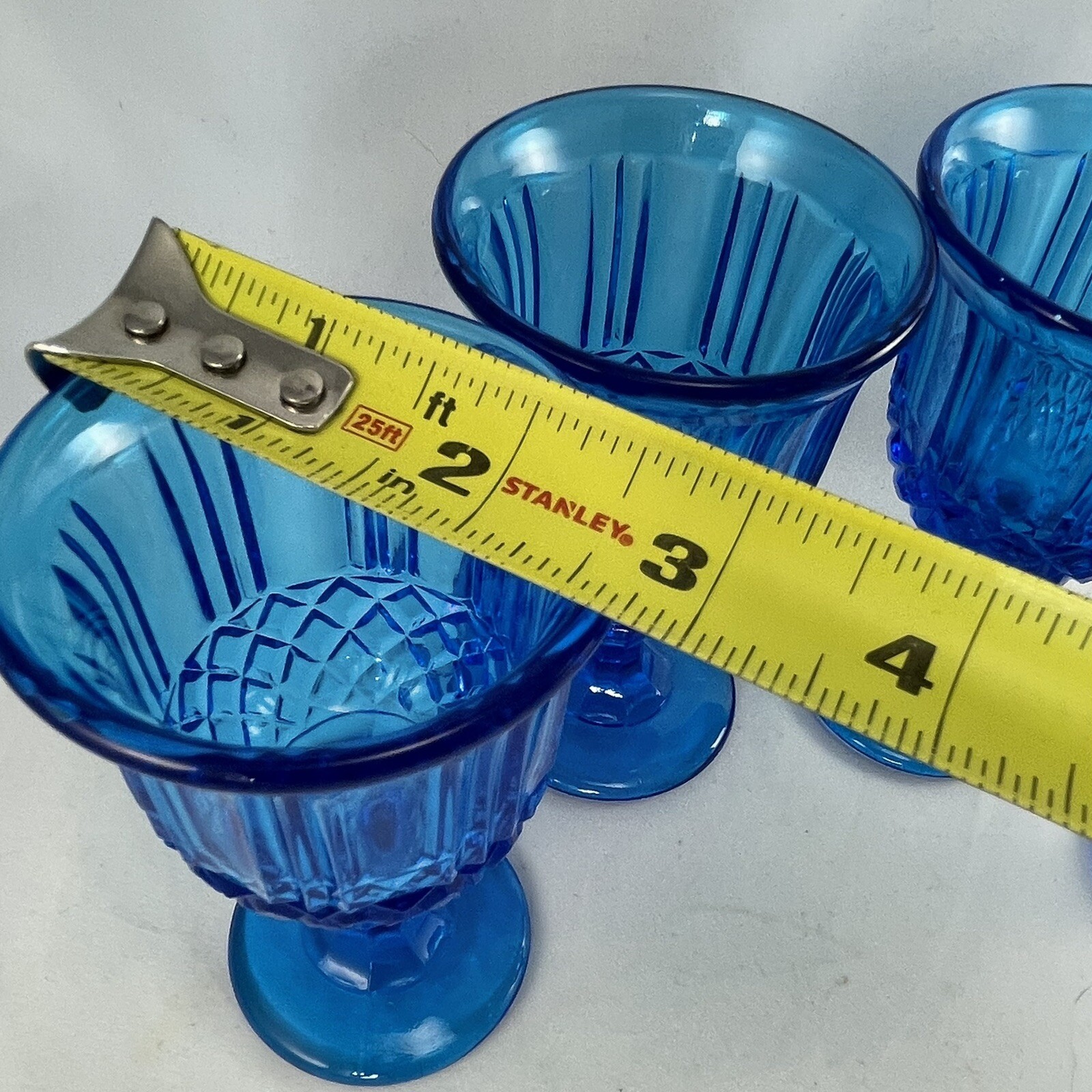 (4) L. G. Wright Sawtooth Blue Wine Glasses eBay