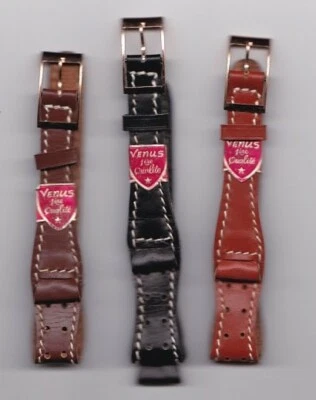 Lot de 3 bracelets montres femmes anciens, VENUS 1 ère qualité, cuir, NEUFS - Photo 1/2