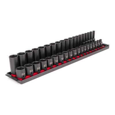 TEKTON Impact Socket Set 3/8 in. Drive 6-Point (38-Piece) (6-24 mm) with Rails