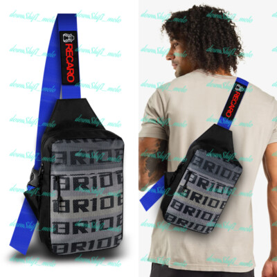 JDM Gradation Crossbody Shoulder Bride Bag With Blue Recaro JDM Straps Backpack