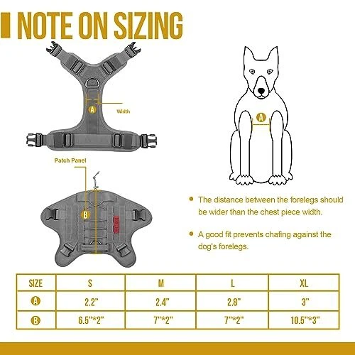 Dog Harness Vest with Handle, Military Dog Harness forarge Medium L Grey