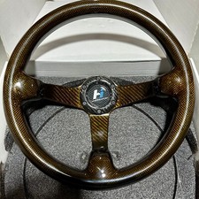 350mm Real Carbon Fiber Racing 3 Deep Yellow Steering Wheel 6 Holeshorn Button