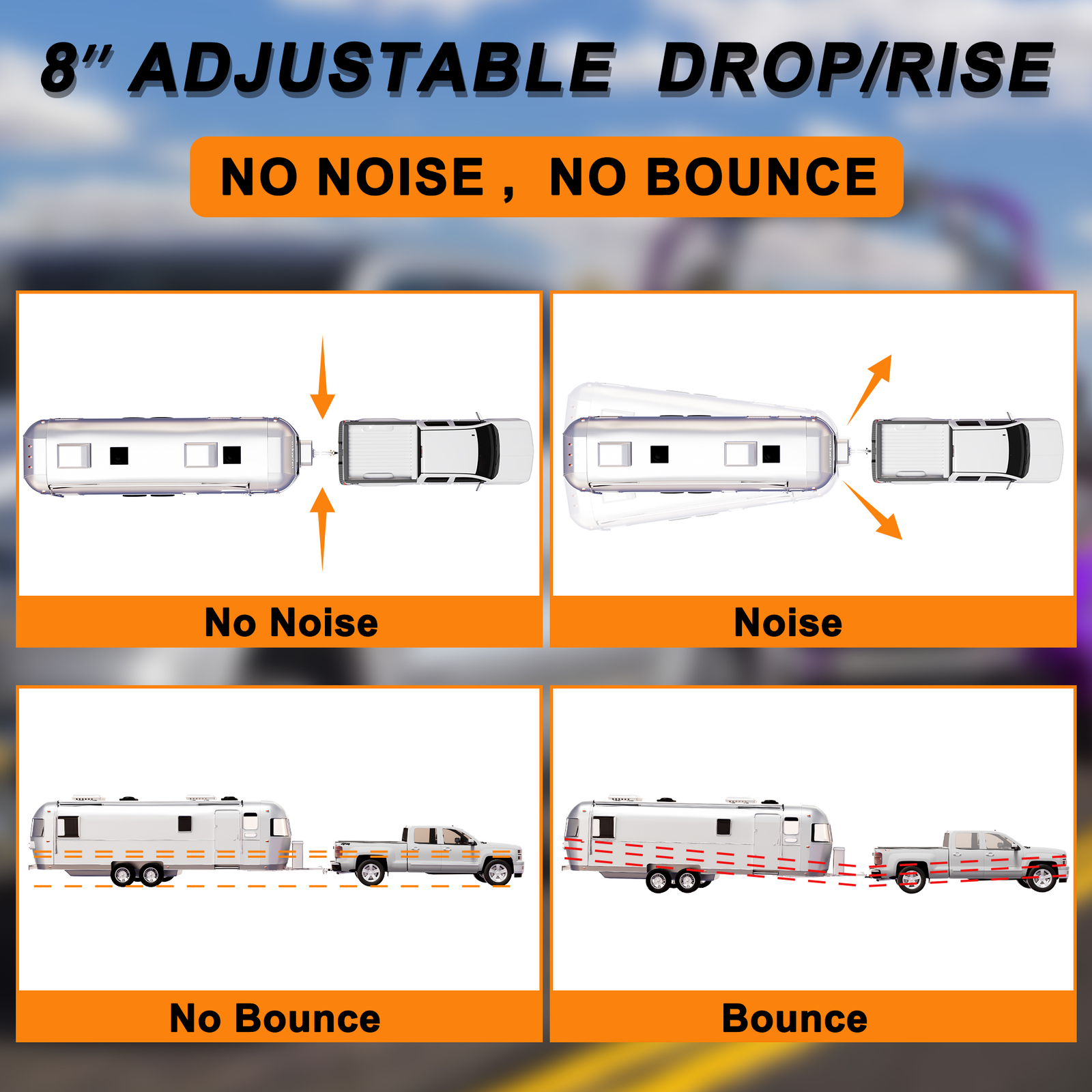 Adjustable Trailer Hitch Fits 2 Inch Receiver, 8" Drop Hitch 15000LBS Tow Hitch