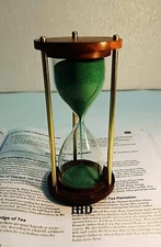 Antique Glass Sand Timer Green and Brown Color Hourglass Vintage Sand Timer