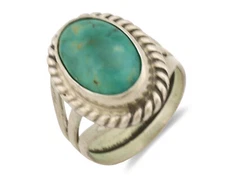Navajo Ring .925 Silver Natural Kingman Turquoise Native American Artist C.1980s