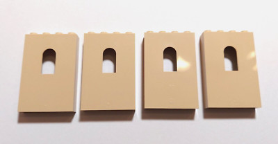 4 Stück Lego 60808 1x4x5 Wand Mauer mit Fenster Panel Wall   Tan, Beige   NEU