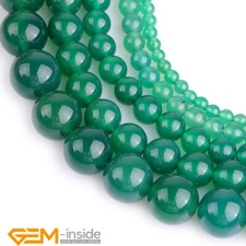 4mm 6mm 8mm 10mm Natural Green Agate Gemstone Round Beads For Jewelry Making 15"