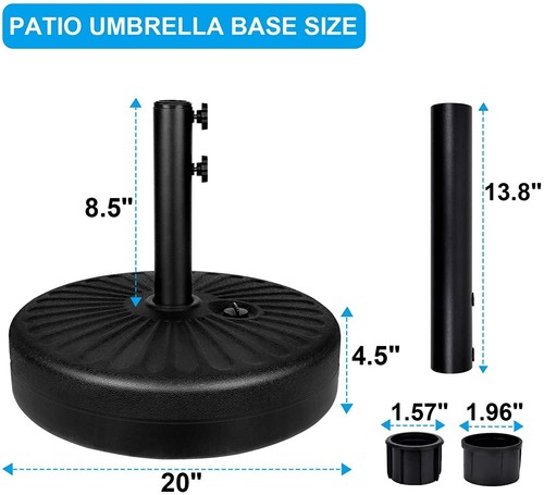 Simple Deluxe 20inch Heavy Duty Patio Market Umbrella Base Stand W/Steel Holder - Picture 3 of 8