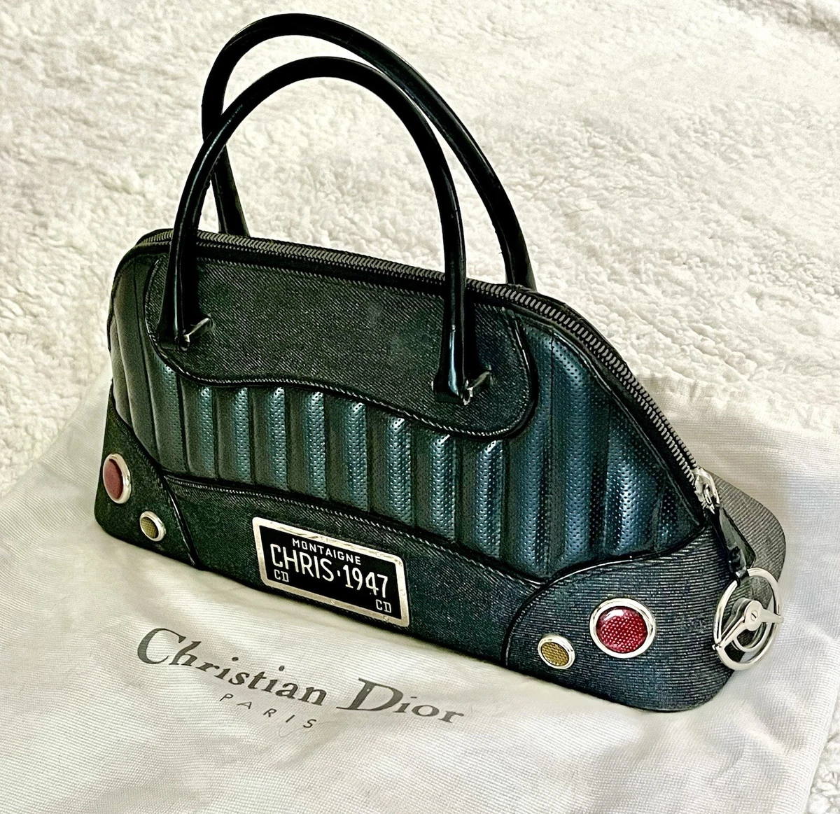 Dior Montaigne Handbag Chris 1947 Iconic Classic Black Tuck N Roll