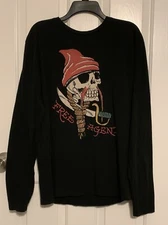 Vintage Ed Hardy Longsleeve T-Shirt Women's Size XL Skull Black FREE AGENT USA