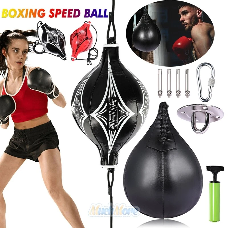 Leather Boxing Speed Bag MMA Double End/Swivel Dodge Ball Punching Focus  Bag USA