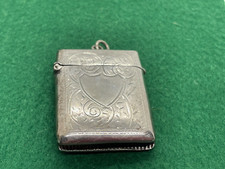 STERLING SILVER ENGRAVED VESTA CASE BY SAMUEL M LEVI 1914 COLLECTABLE ANTIQUE