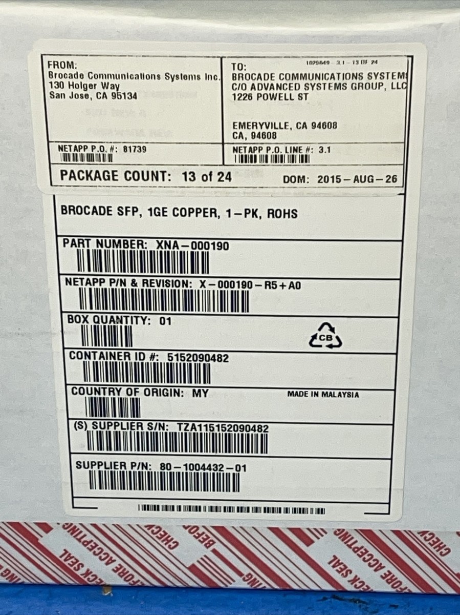 Brocade 57-1000042-01 1GE COPPER TZA115152090 XBR-000190482 / XNA