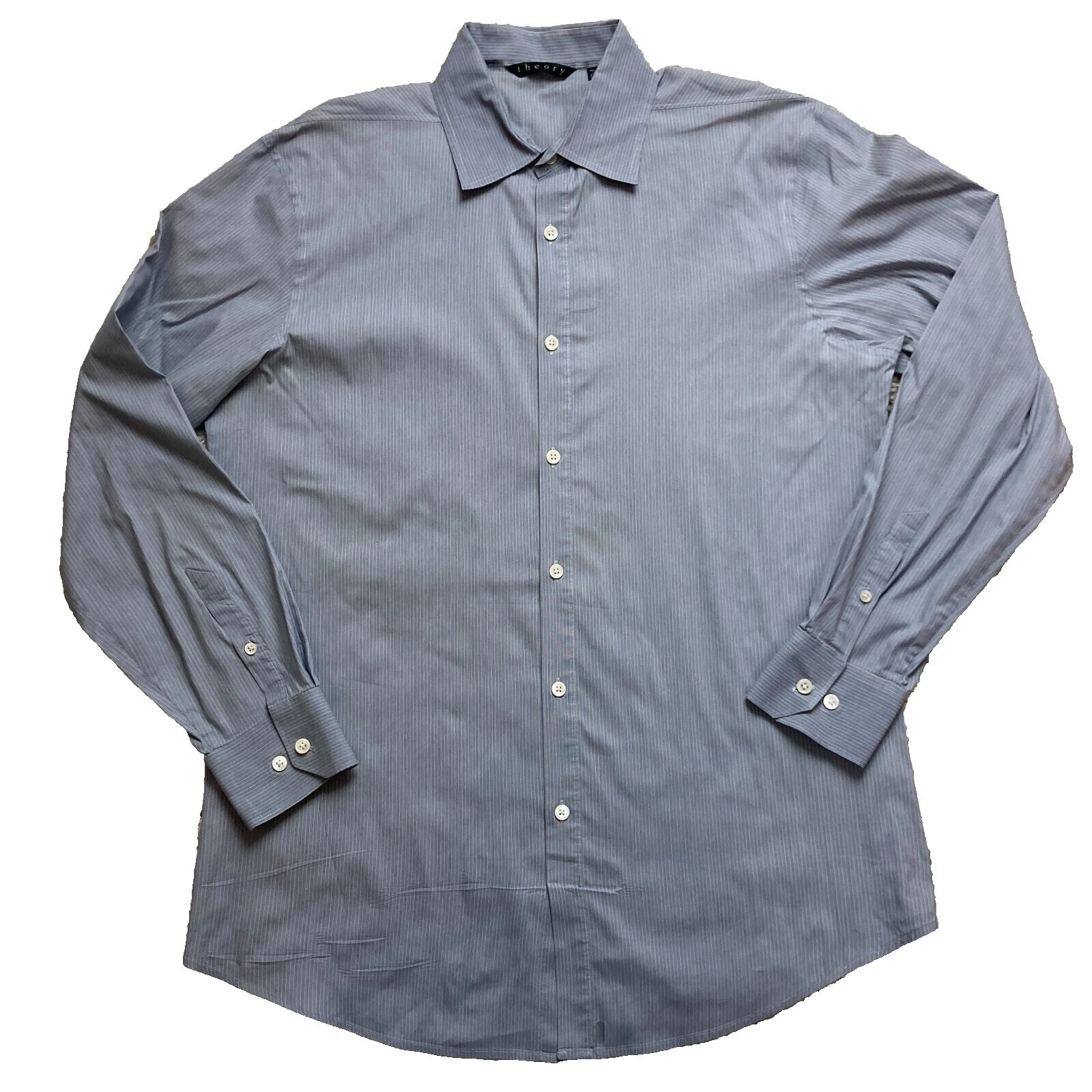 Camisas de vestir a rayas de mezcla de algodón Theory para hombres