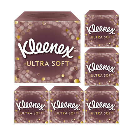 Kleenex Ultrasoft Taschentücher Würfel Box Einzeln 56 pro Packung x 6