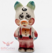 Figura de lechón cerdo gzhel de porcelana hecha a mano en Rusia símbolo del año nuevo 2019