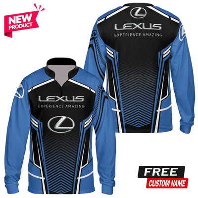 Custom Name Men's Lexus Blue Racing 3D Logo Long Sleeves Shirt - All Size