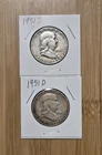 1951-S & 1951-D Franklin Half Dollars 90% Silver US Coins Vintage Liberty Bells