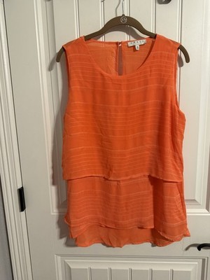 Chaus New York Women's Sleeveless Crepe Orange Layered Blouse. Size M. #10245