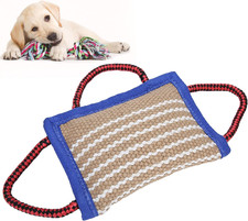 Dog Training Bite Pillow, Linen Tough Dog Tug Toy with 3 Durable Handles, Tou...