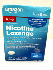 120ct-Amazon Basic Care Nicotine Polacrilex Lozenge 4mg-Mint Freeze 6/2027