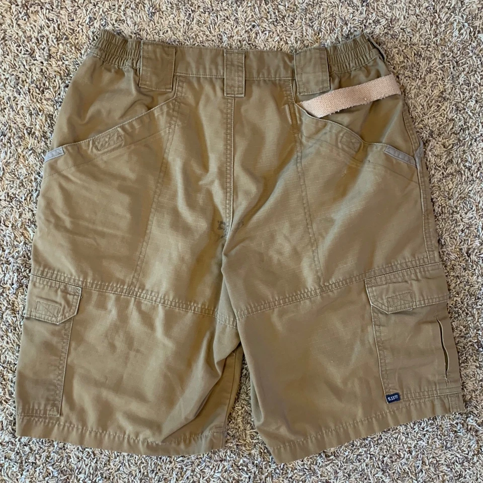 Pantalones Cortos Tácticos 5.11 Para Hombre 30 Caqui Lona Carga Exterior Ropa de Trabajo Foto 3 de 4