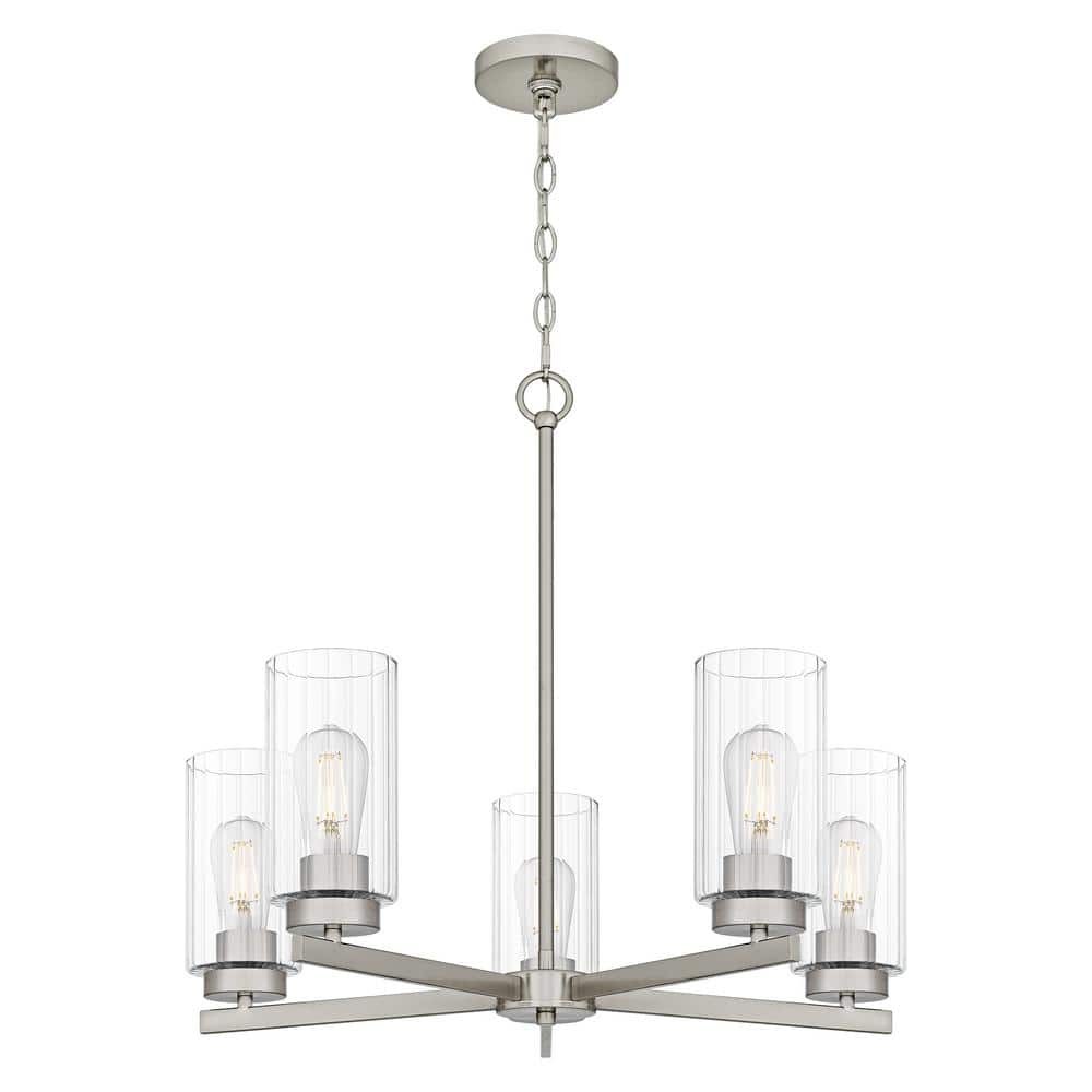 Chandelier With Clear Ribbed Glass Shades