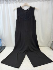 ❤️ Next Black Smart Wide Leg Jumpsuit With Lace Detail & Pockets Size 16 Vgc