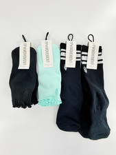 4 Pairs NEW Free People Movement Logo Stripe Tube Socks Black Green Lucky Honey