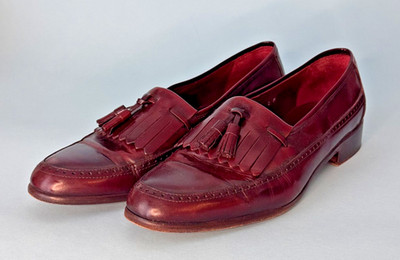 MARIO BRUNI Mens Burgundy Tassel Slip On Leather Loafers Dress Shoes Size 10.5