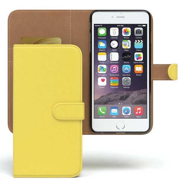 FüR Apple Iphone 6 Tasche Iphone 6S HüLle Wallet Klapptasche Flipcase Case Gelb-image