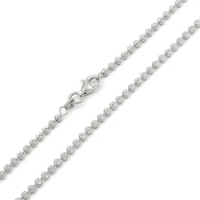 VFK 925 Italian Sterling Silver Ball Bead Moon Cut Chain – Elegant Necklace