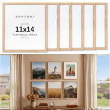 Barydat 6 Pack 11X14 Wood Picture Frames Natural Oak Solid Wood Gallery Wall