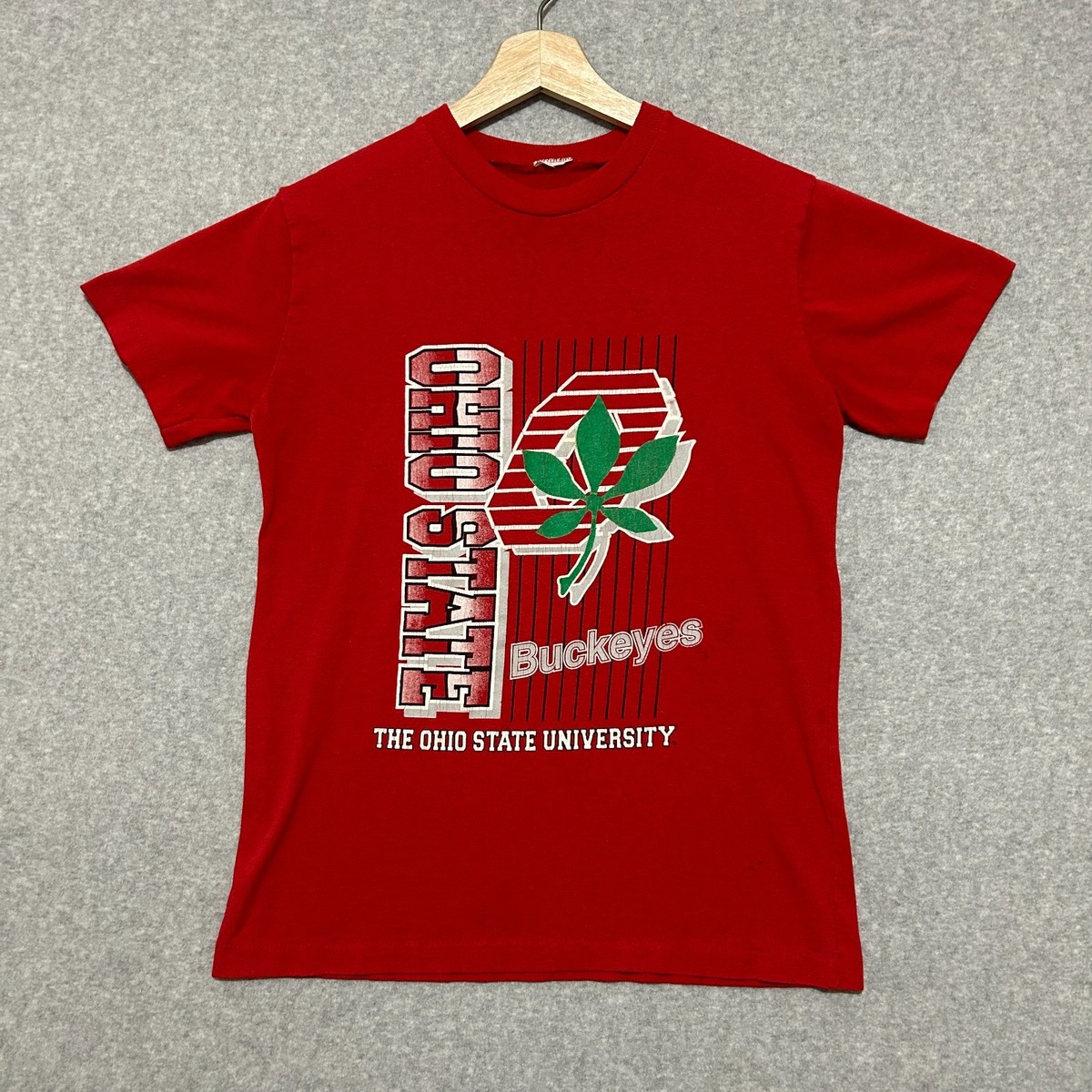 Vintage 90s Ohio State Buckeyes T-shirt Adult Small Red Single