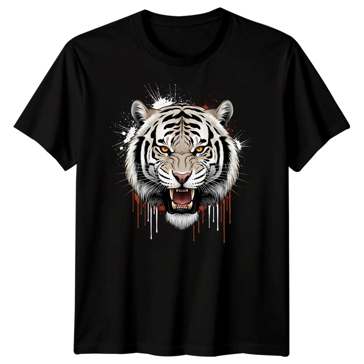 Camiseta blanca cabeza de tigre grandes gatos animales para hombre camiseta gráfica rugiente