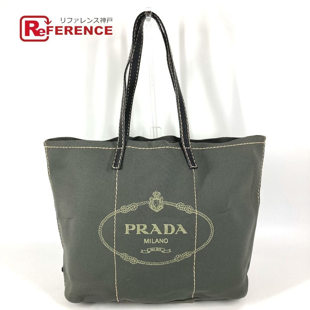 PRADA Triangular Logo Shoulder Bag Gray Khaki Uni… - image 1
