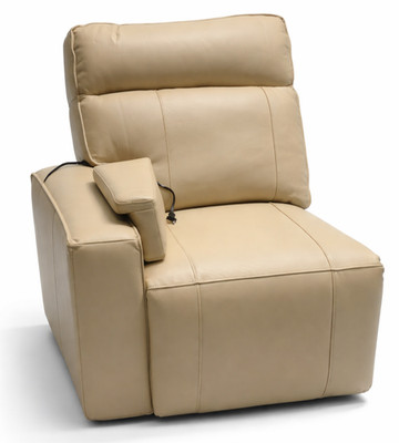 Leather Power Reclining Chair with Headrest Sofa, Loveseat, Left of Sofa, Beige