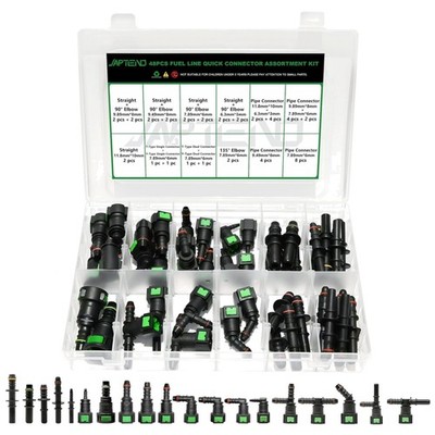 Comprehensive 48-Piece Nylon Fuel Line Connector Kit - 19 Sizes for Easy Repairs