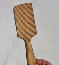 ANTIQUE PRIMITIVE RIBBED WOODEN BUTTER PADDLE 9" LONG ◇ FARMHOUSE RUSTIC  DECOR 
