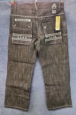 Russo Denim Embroidered Silver Star Flap Pocket Jeans Y2K NEW OS 40x32 CL10-12