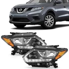 Headlights Halogen LED DRL Lamps Left & Right For 2014-2016 Nissan Rogue