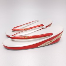 Japanese Zori Geta Geisha Sandals Shoes Flip Flop Slipper Kimono Red White