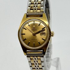 Reloj vintage OMEGA Geneve 166.041 automático esfera dorada fecha para dama